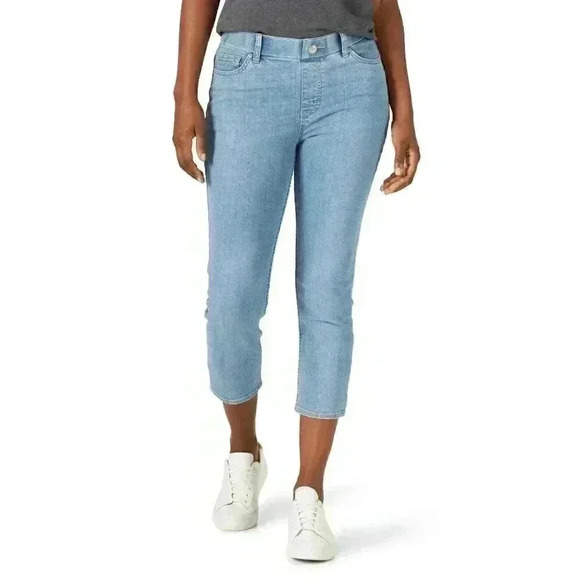 Lee Women's Cigarette Crop High Rise Slim Fit Sculpting Pull On Cropped Jeans - Picture 1 of 6